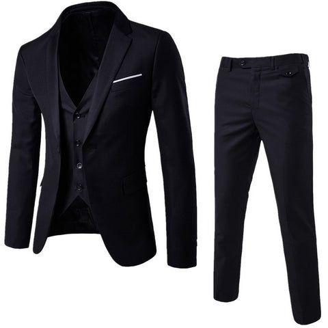 3 Pieces Business Blazer +Vest +Pants Suit Sets Men Autumn Fashion Solid Slim Wedding Set Vintage Classic Blazers Male Plus Size
