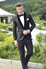 Groomsmen Peaked Black Lapel Groom Tuxedos Burgundy Mens Suit Wedding Best Man (Jacket+Pants+Tie) high quality Suits